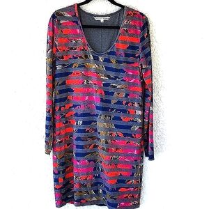 Trina Turk Long-Sleeve Scoop Neck Dress Size Large